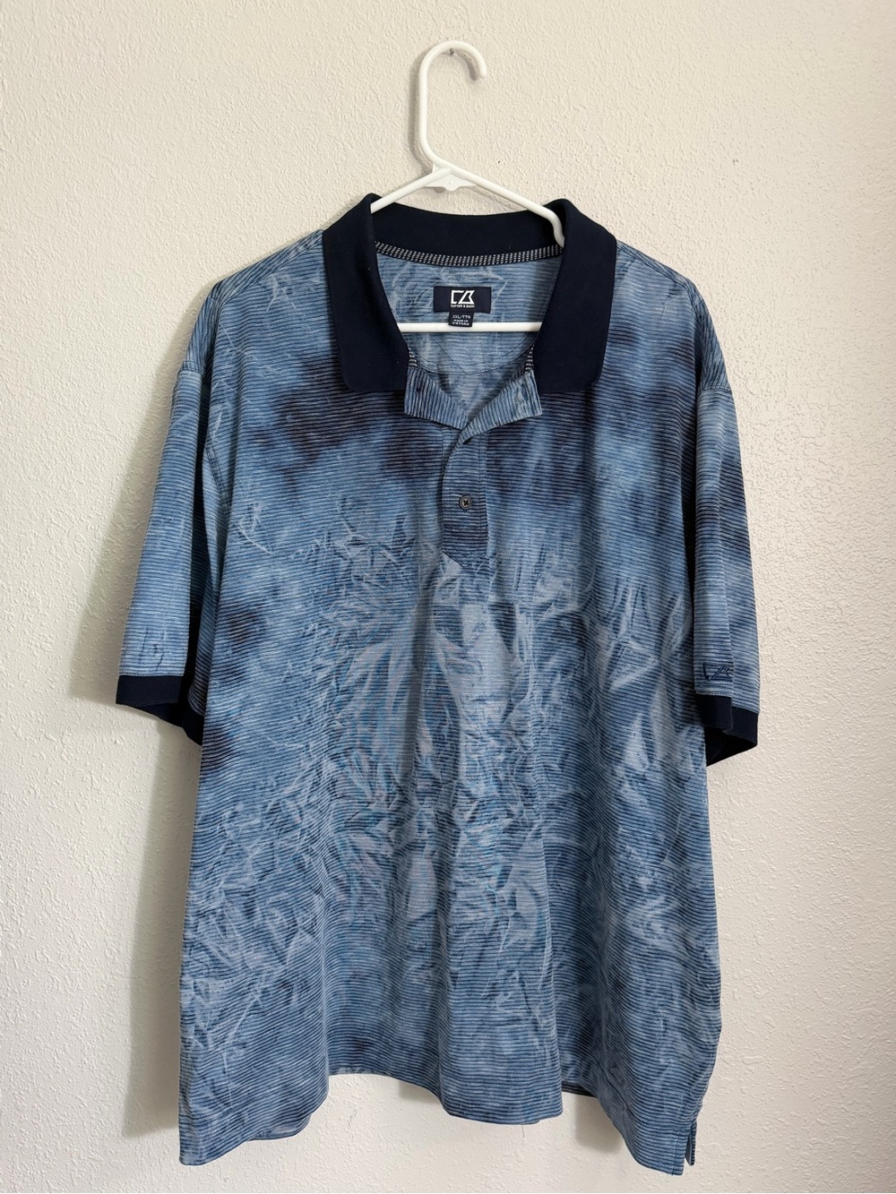 Cutter & Buck Blue Tie-Dye Polo with Navy Trim